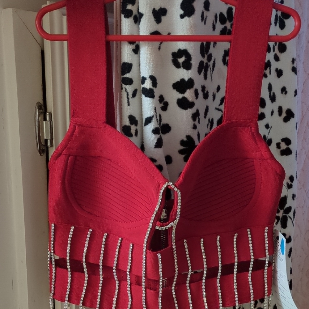 Hera Collection Pink Embellished Bustier Tank Top
